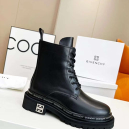 Женские кожаные ботинки Givenchy 2023 черные со шнурками
