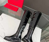 Женские кожаные ботфорты Valentino 2023 черные лакированные