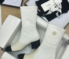 Женские текстильные сапоги Chanel 2023 белые с черным
