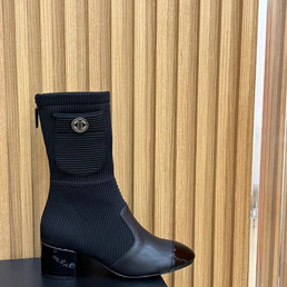 Женские текстильные сапоги Chanel 2023 черные