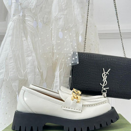 Женские кожаные ботинки Gucci 2023 белые