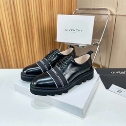 Мужские кожаные туфли Givenchy 2023 черные с текстильным логотипом