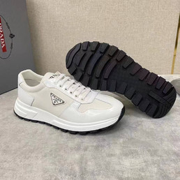 Мужские кожаные кроссовки Prada 2023 белые