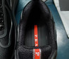 Мужские текстильные кроссовки Prada 2023 черные с красным логотипом