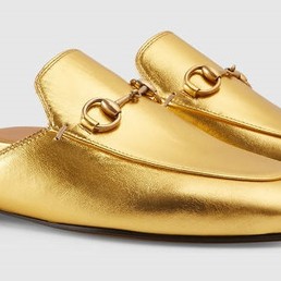 Женские кожаные мюли Gucci золотые