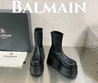 Женские кожаные сапоги Balmain 2023 черные на платформе