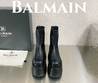 Женские кожаные сапоги Balmain 2023 черные на платформе