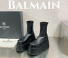 Женские кожаные сапоги Balmain 2023 черные на платформе