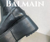 Женские кожаные сапоги Balmain 2023 черные на платформе