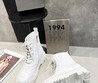 Женские кожаные ботинки Chanel 2023 белые со шнурками