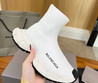 Женские текстильные кроссовки Balenciaga 2023 белые с черным носом