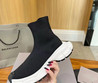 Женские текстильные кроссовки Balenciaga 2023 черные с белой подошвой