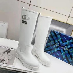 Женские кожаные сапоги Louis Vuitton 2023 белые