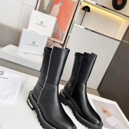 Женские кожаные сапоги Givenchy 2023 черные на молнии