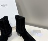 Женские замшевые сапоги Celine 2023 черные укороченные с металлическим носом