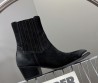Женские замшевые сапоги Celine 2023 черные укороченные с металлическим носом