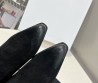 Женские замшевые сапоги Celine 2023 черные укороченные с металлическим носом