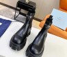 Женские кожаные ботинки Prada 2023 черные с логотипом