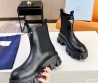 Женские кожаные ботинки Prada 2023 черные с логотипом