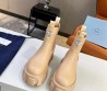 Женские кожаные ботинки Prada 2023 бежевые с логотипом