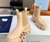 Женские кожаные ботинки Prada 2023 бежевые с логотипом