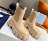 Женские кожаные ботинки Prada 2023 бежевые с логотипом