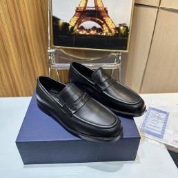 Мужские кожаные лоферы Christian Dior 2023 черные матовые