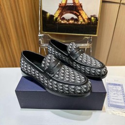 Мужские текстильные лоферы Christian Dior 2023 черно-белые