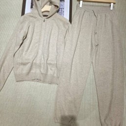 Женский кашемировый костюм Loro Piana 2023 бежевый с капюшоном