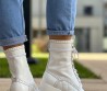 Женские кожаные ботинки Chanel 2023 белые на шнурках