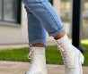 Женские кожаные ботинки Chanel 2023 белые на шнурках