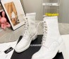 Женские кожаные ботинки Chanel 2023 белые на шнурках