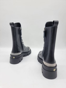Женские кожаные ботинки Brunello Cucinelli 2023 черные с бусинами