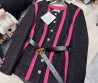 Женский жакет Chanel 2023 черный с розовыми полосками