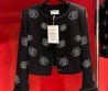 Женский жакет Chanel 2023 черный с цветами из страз