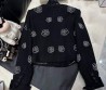 Женский жакет Chanel 2023 черный с цветами из страз