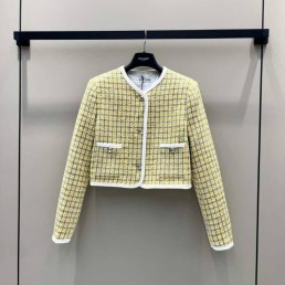 Женский жакет Miu Miu 2023 желтый с белой окантовкой