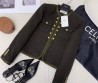 Женский жакет Celine 2023 черный с золотыми пуговицами