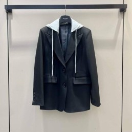 Женский жакет Balenciaga 2023 черный с серым капюшоном