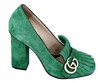Женские летние замшевые туфли Gucci Marmont с пряжкой зеленые