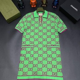 Женское платье Gucci 2023 ярко-зеленое с розовым рисунком