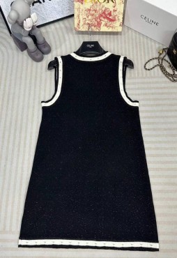 Женский костюм Chanel 2023 платье с жакетом черный с белым