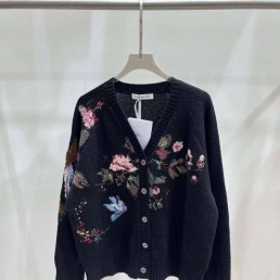 Женский кардиган Christian Dior 2023 черный с вышивкой