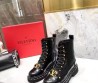 Женские кожаные ботинки Valentino 2023 с золотыми пряжками