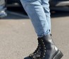 Женские кожаные ботинки Valentino 2023 с золотыми пряжками