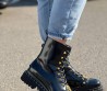 Женские кожаные ботинки Valentino 2023 с золотыми пряжками