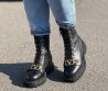 Женские кожаные ботинки Valentino 2023 с золотыми пряжками