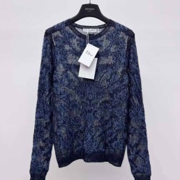 Женский джемпер Christian Dior 2023 темно-синий с вышивкой