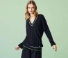 Женский джемпер Gucci 2023 черный с белыми и зелеными полосками