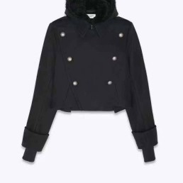 Женская куртка Saint Laurent 2023 черная с капюшоном